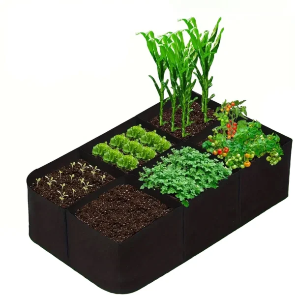 Bolsa para plantar jardín, bolsa de cultivo de fieltro multigiro, maceta rectangular para plantar vivero, vegetales, tomates, patatas, contenedor para plantar plantas - Imagen 7