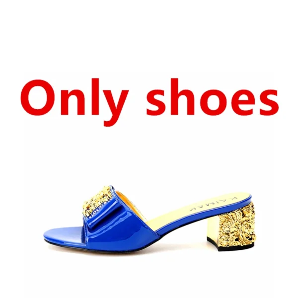 Zapatos italianos de alta calidad de lujo a la moda, traje de verano para mujer, zapatillas de talla grande 35 a 43, zapatos de tacón dorados y negros para fiesta de boda - Imagen 10
