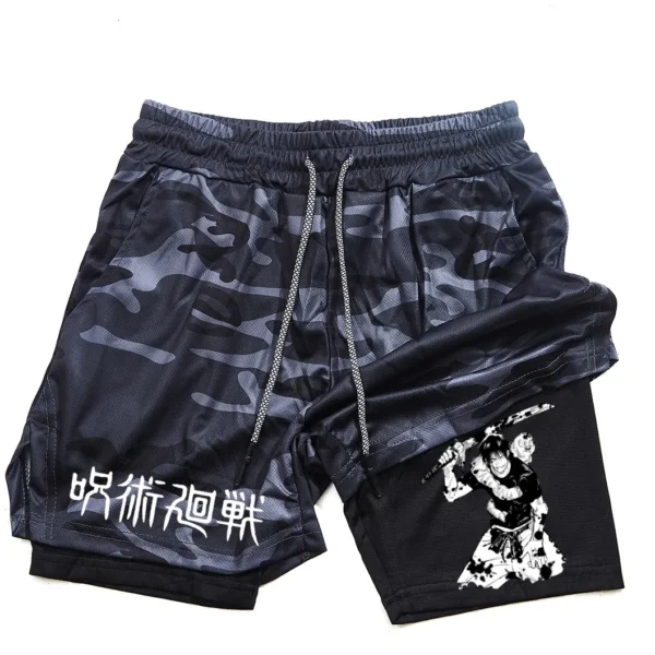 Pantalones cortos deportivos con estampado de Toji para hombre, Shorts deportivos informales de entrenamiento, malla para correr, 2 en 1 - Imagen 19