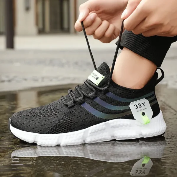 Zapatos deportivos informales para hombre, zapatillas ligeras transpirables, zapatillas de correr negras de malla para exteriores, zapatillas deportivas para correr Tenis para caminar - Imagen 11