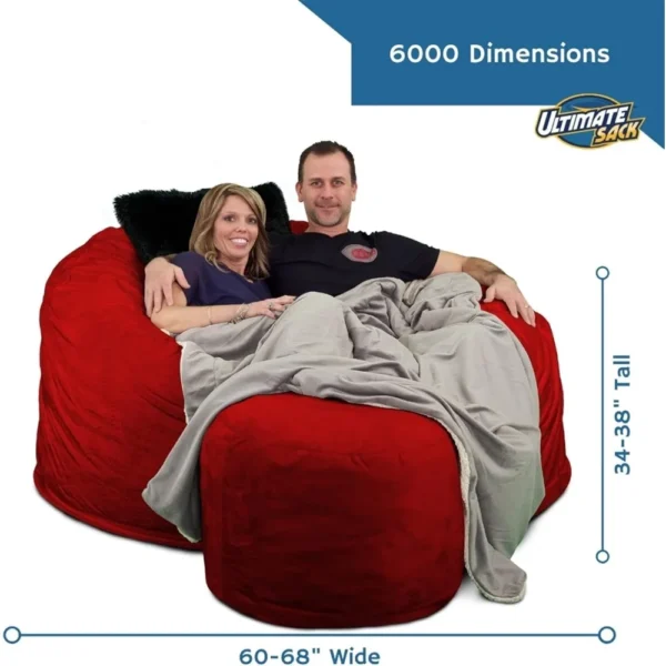 Silla y reposapiés con bolsa de frijol de 6 pies, silla con bolsa de frijol de gran tamaño para adultos, cómoda silla con bolsa de frijol, sofá de salón, muebles de dos plazas | - Imagen 3