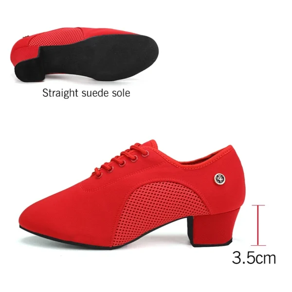 Zapatos de baile de salón latino para mujer con cordones práctica punta cerrada zapatos de baile modernos para enseñanza de baile de Salsa - Imagen 7