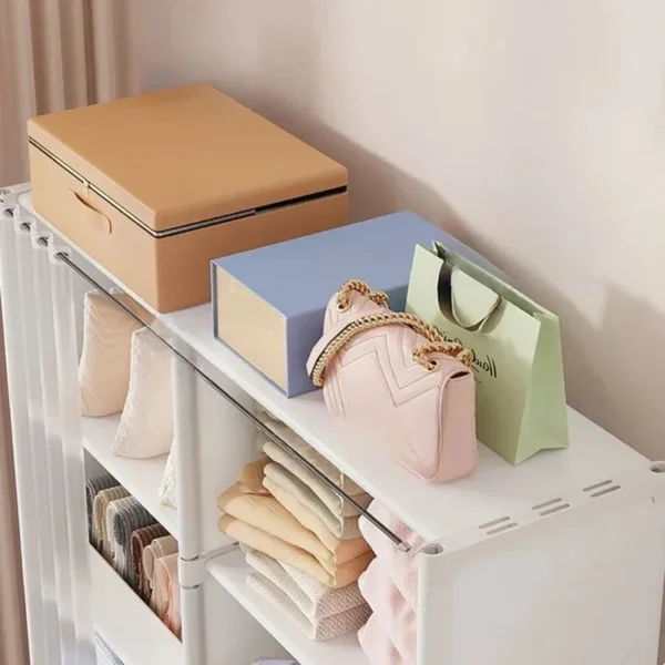 Armario a prueba de polvo, estante de almacenamiento multicapa, gabinete de almacenamiento, muebles multicapa DIY, cortinas, armario organizador de ropa portátil - Imagen 2