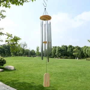 Campanas de viento, campanas de viento de madera de 60cm con 6 tubos huecos de aluminio, adorno decorativo para colgar al aire libre, decoración de jardín para Patio Yar