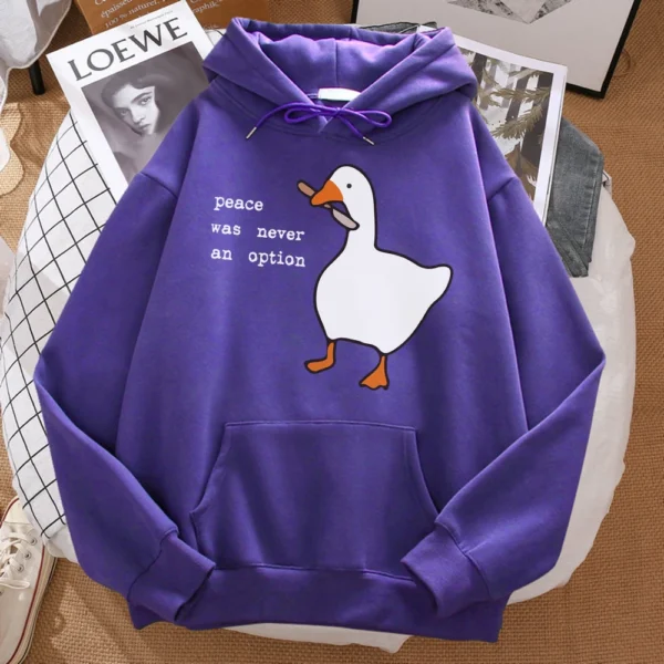 Sudadera estampada hombres calle de gran tamaño otoño con capucha Hipster sudaderas con capucha suaves Hip Hop ropa deportiva cálida La paz nunca fue una opción - Imagen 7