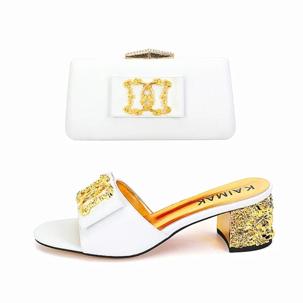 Zapatos italianos de alta calidad de lujo a la moda, traje de verano para mujer, zapatillas de talla grande 35 a 43, zapatos de tacón dorados y negros para fiesta de boda - Imagen 7