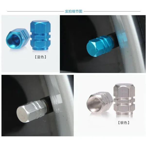 Tapas de válvula de neumático de coche de aluminio, cubierta hermética de válvula de neumático de aleación hexagonal, polvo impermeable para automóviles, motocicletas, camiones y bicicletas - Imagen 4