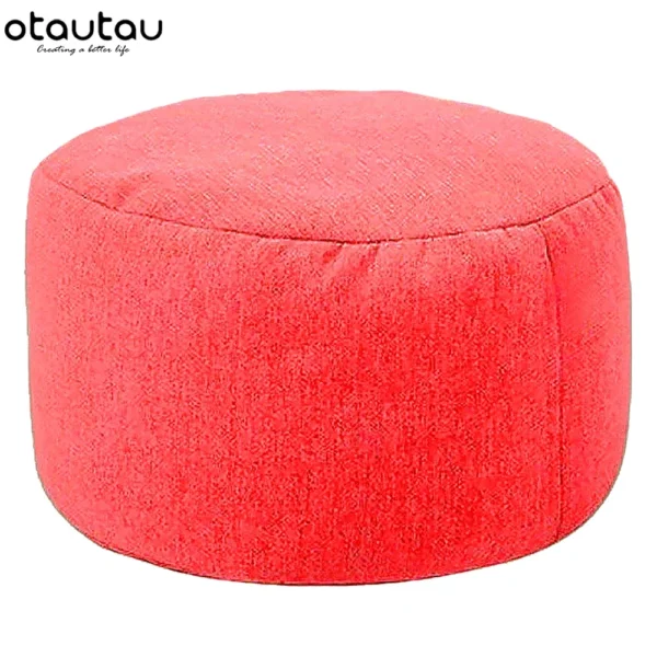 Silla tipo puf de lino con relleno, PUF otomano, taburete redondo de Tatami, futón, muebles de salón relajantes - Imagen 11