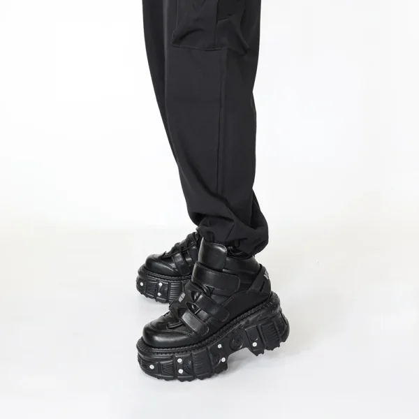 Zapatos de mujer botas góticas de tobillo Rock con cordones altura del tacón 9CM zapatos de plataforma mujer decoración de Metal zapatillas de deporte para mujer 2025 nuevo estilo Punk - Imagen 6