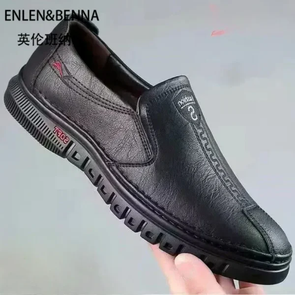 Zapatos de hombre, cómodos zapatos de cuero sintético a la moda, suela suave, superficie suave, zapatos de cuero antideslizantes para hombre - Imagen 2