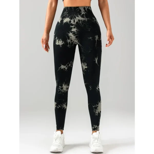 mallas de gimnasio de cintura alta, pantalones de Yoga, mallas sin costuras para mujer, cintura alta Paquete de 3 mallas sin costuras para entrenamiento Tie Dye para mujer, - Imagen 2