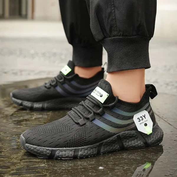 Zapatos deportivos informales para hombre, zapatillas ligeras transpirables, zapatillas de correr negras de malla para exteriores, zapatillas deportivas para correr Tenis para caminar - Imagen 5