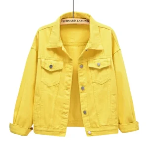 Abrigo rosa de manga larga para mujer, chaqueta vaquera con solapa de un solo pecho, Tops ajustados a la moda para mujer, prendas de vestir exteriores, abrigo femenino blanco azul