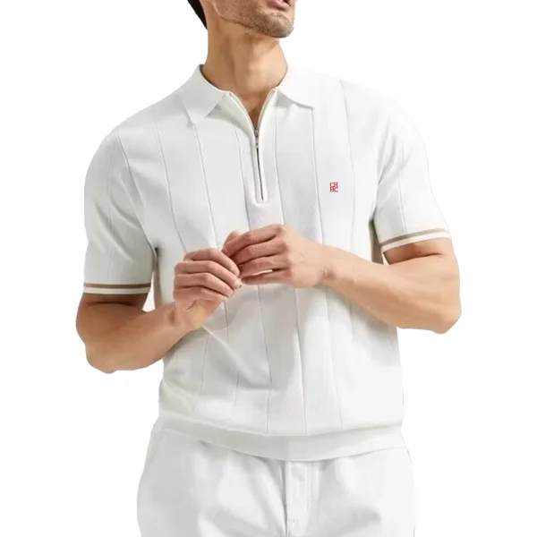 Camisa Polo de punto acanalado de verano para hombres, Polos con textura transpirables y frescos de calidad de marca para hombres - Imagen 2