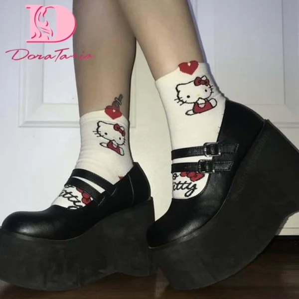 Zapatos de tacón Mary Jane bonitos de Lolita para mujer, cuñas de plataforma, tacones altos, zapatos de tacón para mujer, zapatos Punk góticos dulces para mujer - Imagen 2