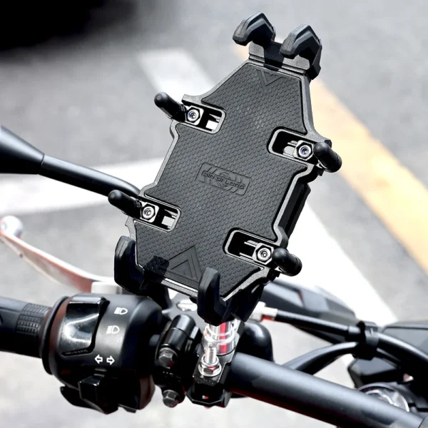 Soporte negro a prueba de golpes para teléfono de motocicleta y bicicleta, soporte antivibración para manillar, abrazadera ajustable Universal para teléfonos inteligentes - Imagen 6