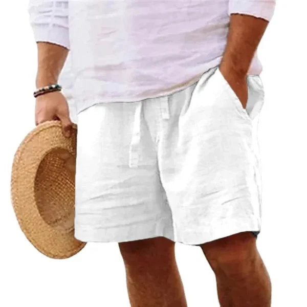 Pantalones cortos de lino para hombre, Shorts ligeros de algodón para gimnasio, playa, Fitness, deporte, transpirables, Verano - Imagen 3