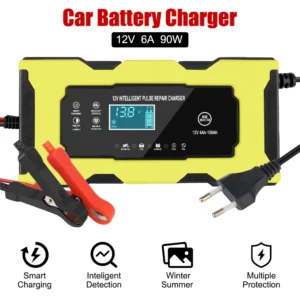 Cargadores de batería de coche de 6A y 12V, reparación inteligente de pulso automático, entrada de 110-220V, adaptador de enchufe de EE. UU., UE, cargador de batería de motocicleta S1 12V/2A