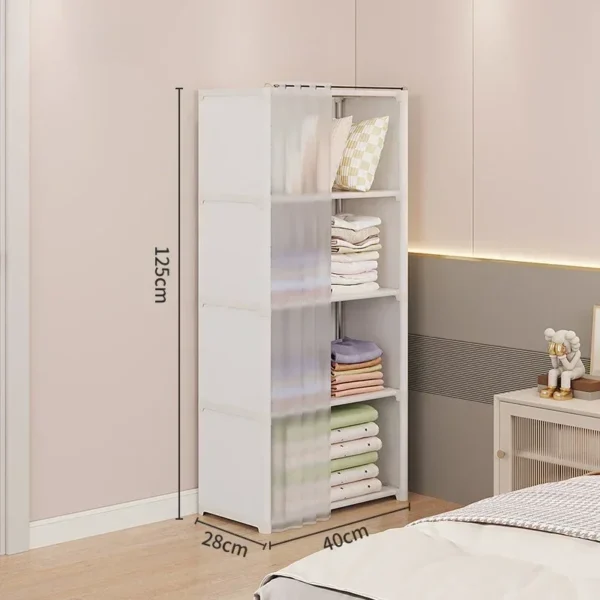 Armario a prueba de polvo, armario de almacenamiento multicapa con cortinas, muebles de dormitorio, armarios de gran capacidad, organizador de armario Simple - Imagen 10