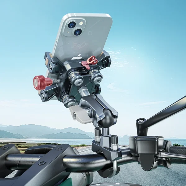 Soporte de teléfono de aleación para motocicleta, soporte Universal para teléfono móvil con absorción de impacto, soporte de navegación, accesorios para motocicleta - Imagen 3