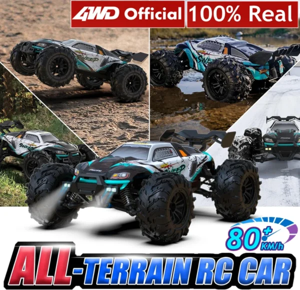 Coche todoterreno con Control remoto 4WD, Buggy de alta velocidad 4x4 RC, súper sin escobillas, 50 o 80 KM/H, juguete de carreras de deriva rápida para niños y adultos - Imagen 6
