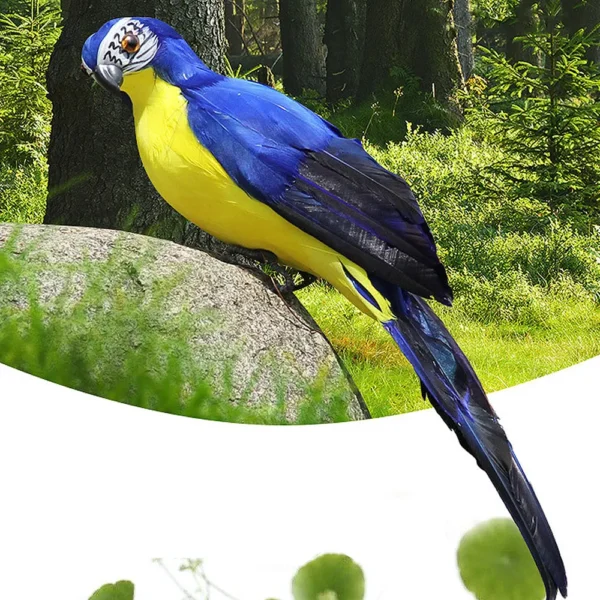 Pájaro loro hecho a mano, simulación de loro, pluma de espuma, modelo de pájaro, estatuilla, pájaros, loro, decoración de jardín 1 unidad de 35/25cm de plumas artificiales - Imagen 2