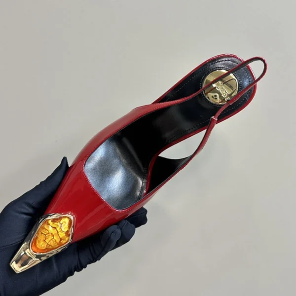 Tacones altos de temperamento puntiagudo de metal con gema para mujer con sandalias vacías sexy - Imagen 13