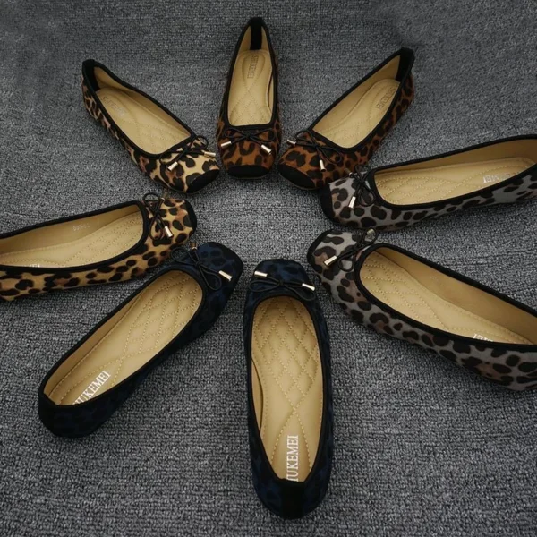 Zapatos de primavera y verano para mujer, bailarinas planas con lazo, zapatos de marca para mujer, talla grande 42, leopardo DX295 - Imagen 2