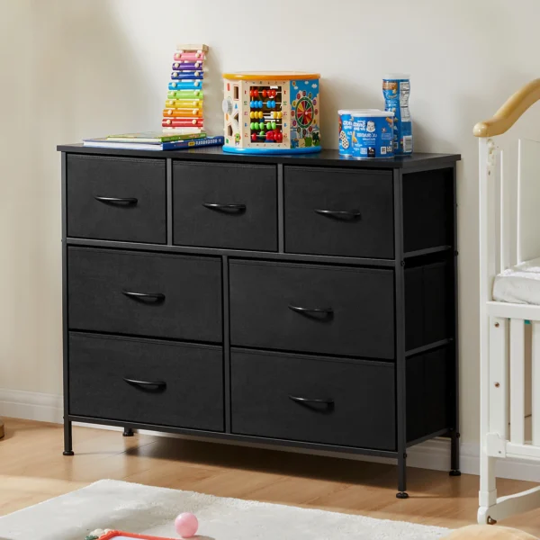 Desser para dormitorio con 7 cajones de tela, organizador, armario de almacenamiento, pecho, ropa para sala de estar, vitrina de muebles