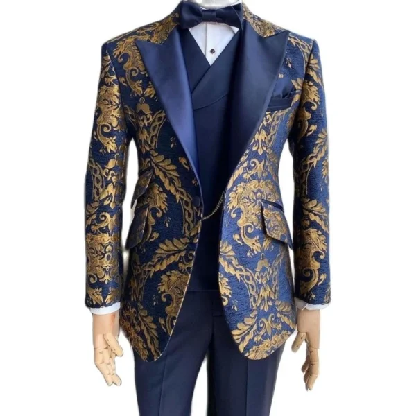 Trajes a cuadros para hombre, moda para caballero, fiesta de graduación, 3 uds., esmoquin para novio, traje de boda, chaqueta con chaleco de doble botonadura, pantalones - Imagen 10