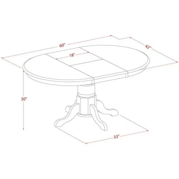 Juego de muebles de comedor de 7 piezas consta de una mesa de cocina ovalada con hoja de mariposa y 6 sillas de comedor, 42 x 60 pulgadas - Imagen 5