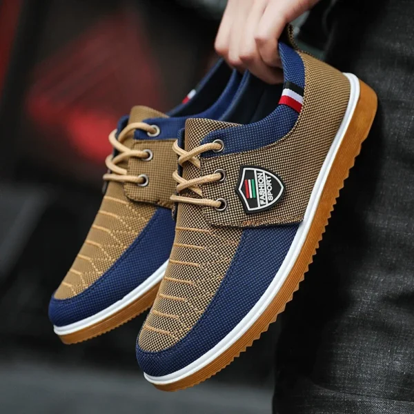 Zapatos de lona de verano para hombre, zapatos planos ligeros informales de malla transpirable, zapatos vulcanizados, zapatillas clásicas con cordones 2025 para hombre - Imagen 8