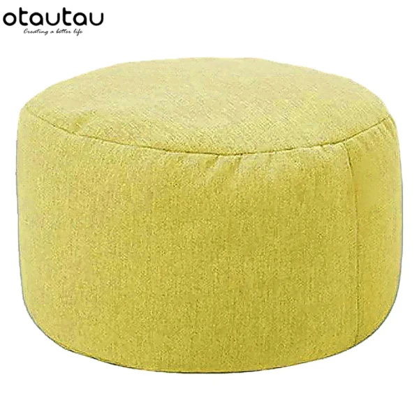 Silla tipo puf de lino con relleno, PUF otomano, taburete redondo de Tatami, futón, muebles de salón relajantes - Imagen 21