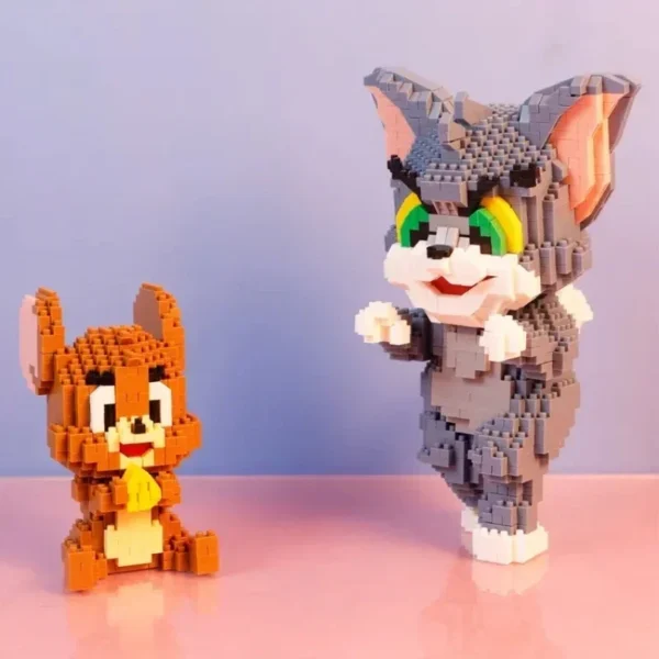 bloques de construcción para niños Mini ladrillos modelo 3D regalo para adultos y niños Ute gato y ratón travieso juguetes - Imagen 2