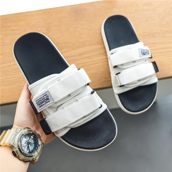 Zapatillas de exterior para hombre, zapatillas informales de interior, zapatillas antideslizantes con gancho de fondo suave, sandalias de verano de playa a la moda, chanclas - Imagen 8