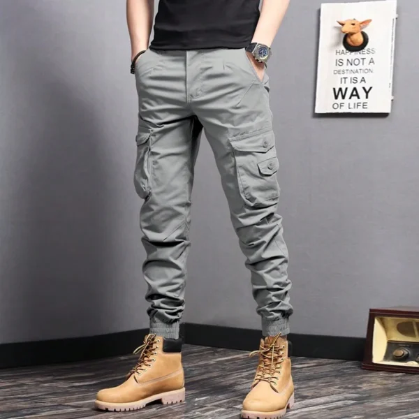 Pantalones cónicos de ropa de trabajo con bolsillos laterales informales, pantalones cargo para hombre para primavera y otoño al aire libre - Imagen 8