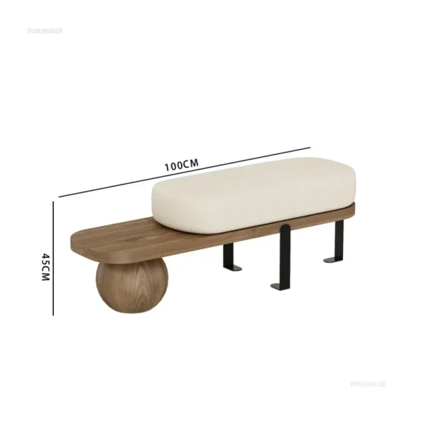 Otomanas creativas, Banco de madera maciza, muebles de sala de estar, puerta del hogar, taburete de cambio de zapatos, entrada, dormitorio, taburetes de cabecera, U - Imagen 11