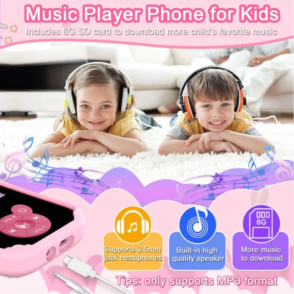 Teléfono Inteligente educativo para niños, cámara Dual, reproductor de música, juego de memoria de 8G, aprendizaje para edad de 3 a 12 años, regalos de cumpleaños - Imagen 6