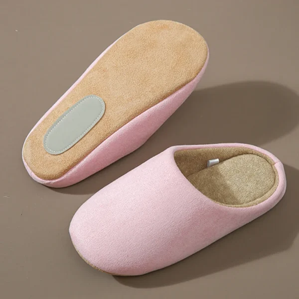 Zapatillas de piel de invierno para mujer, nuevas Zapatillas de casa de felpa cortas y suaves, zapatos planos de algodón silenciosos antideslizantes para interiores, chanclas peludas cálidas - Imagen 4