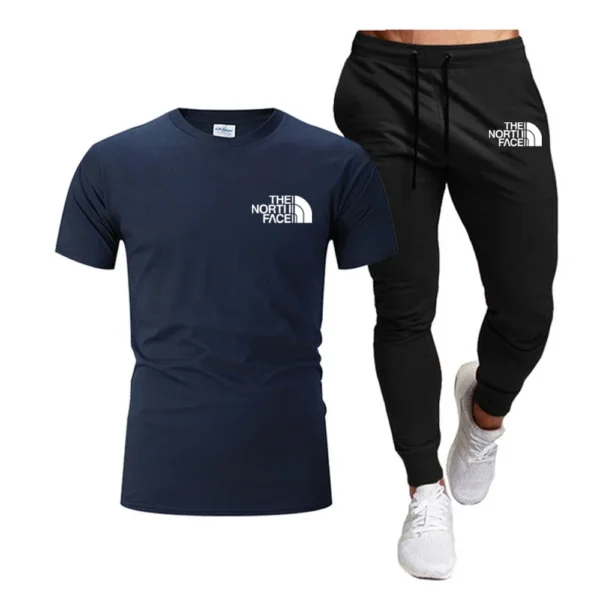 Pantalones de chándal largos ropa de calle conjuntos de 2 piezas ropa de hombre Verano 2025 hombres Tops 100% moda algodón manga corta - Imagen 12