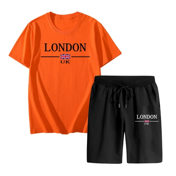 Camiseta Popular de verano para hombre + traje corto, traje deportivo estampado, moda informal, Camiseta de algodón puro de manga corta, traje para correr - Imagen 6