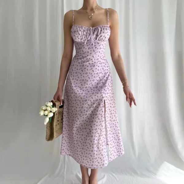 Vestido largo elegante Floral para mujer, ropa de calle ceñida para vacaciones en la playa, ropa de verano 20224, artículos al por mayor para negocios - Imagen 4