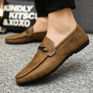 Mocasines para hombre, zapatos planos casuales cómodos, mocasines transpirables para hombre, zapatos de conducción de cuero suave sin cordones 2023