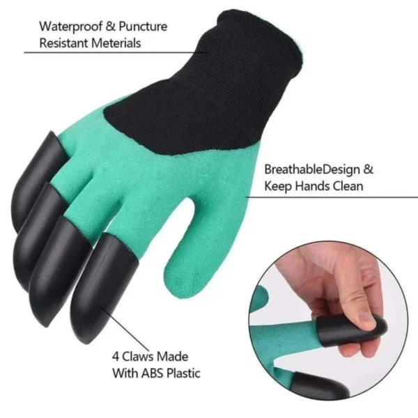 Guantes hortícolas con garras, guantes de excavación para jardín, vegetales, flores, jardín, plantación, guantes protectores de látex resistentes a puñaladas - Imagen 3