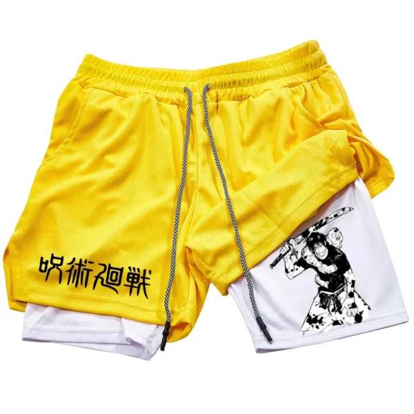 Pantalones cortos deportivos con estampado de Toji para hombre, Shorts deportivos informales de entrenamiento, malla para correr, 2 en 1 - Imagen 23