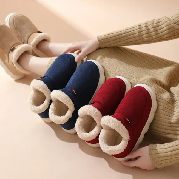 Botas cálidas súper suaves para mujer, forro de piel de felpa para exteriores, zapatos para el hogar, botas de nieve clásicas y cómodas para mujer - Imagen 4