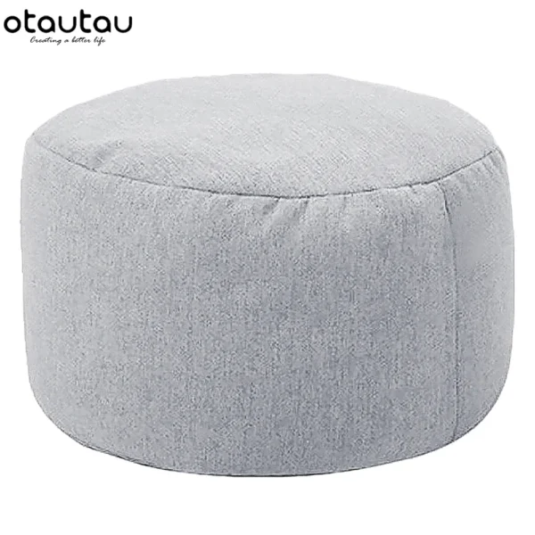 Silla tipo puf de lino con relleno, PUF otomano, taburete redondo de Tatami, futón, muebles de salón relajantes - Imagen 15