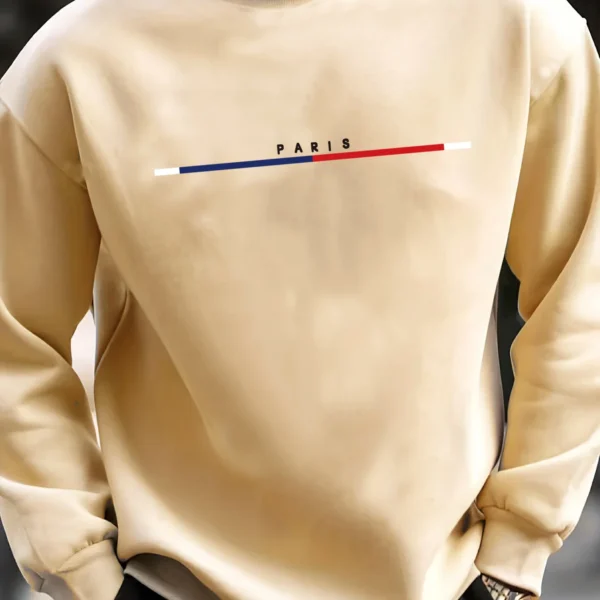 Sudadera deportiva informal de otoño e invierno para hombre, holgada, de gran tamaño, con estampado de París, jersey cálido de lana, sudadera de manga larga con cuello redondo - Imagen 7