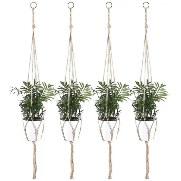 Cesta colgante de cuerda trenzada para maceta de flores, colgador de red de macramé de paja para jardín, soporte artesanal para plantas, accesorios de decoración de balcón, 1 piezas - Imagen 2