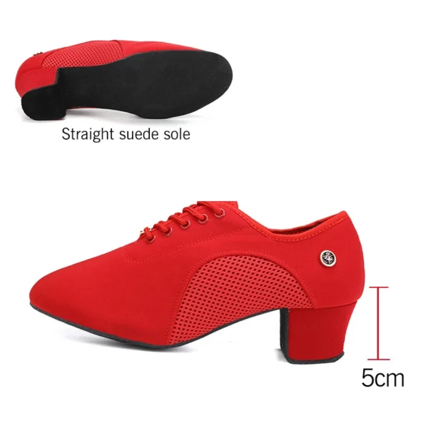 Zapatos de baile de salón latino para mujer con cordones práctica punta cerrada zapatos de baile modernos para enseñanza de baile de Salsa - Imagen 13